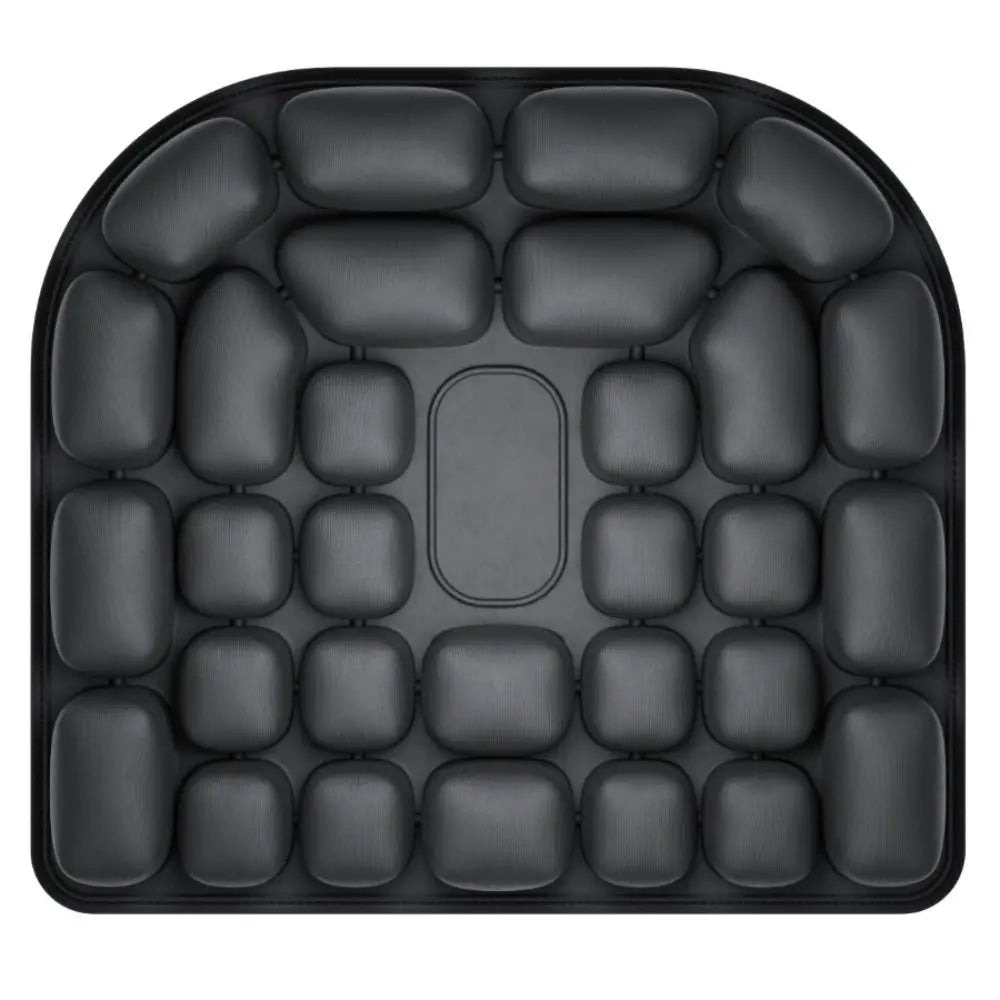 OORiver inflatable 3D air-cell travel seat cushion in black — top view of the air-pocket grid