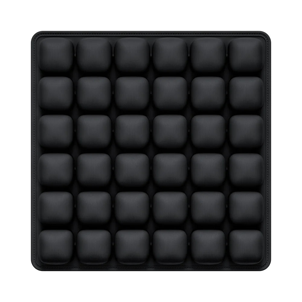 OORiver Adjustable Press-to-Inflate Seat Cushion in Black — top view of the 36 air-cell grid