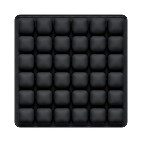 OORiver Adjustable Press-to-Inflate Seat Cushion in Black — top view of the 36 air-cell grid