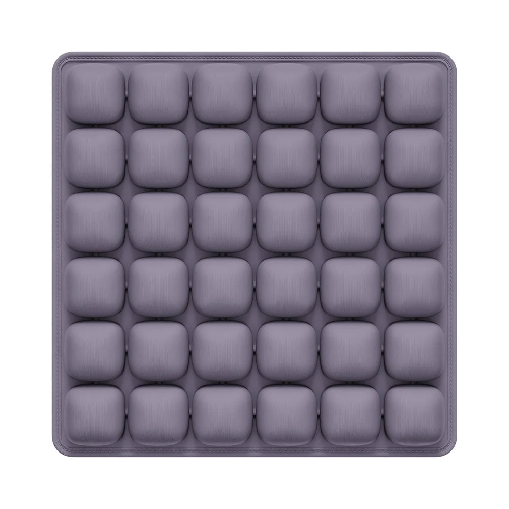 OORiver Adjustable Press-to-Inflate Seat Cushion in Mauve — top view of the 36 air-cell grid