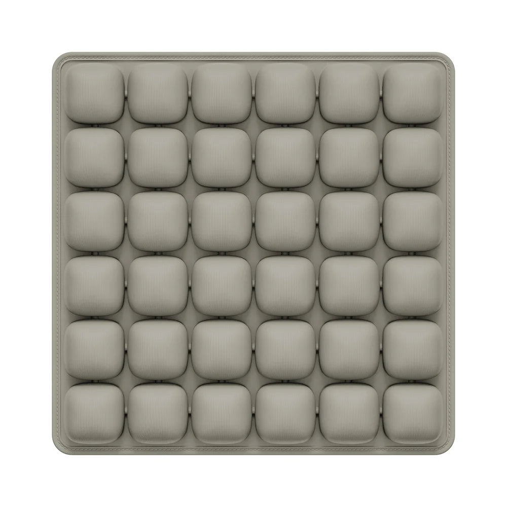 OORiver Adjustable Press-to-Inflate Seat Cushion in Khaki — top view of the 36 air-cell grid