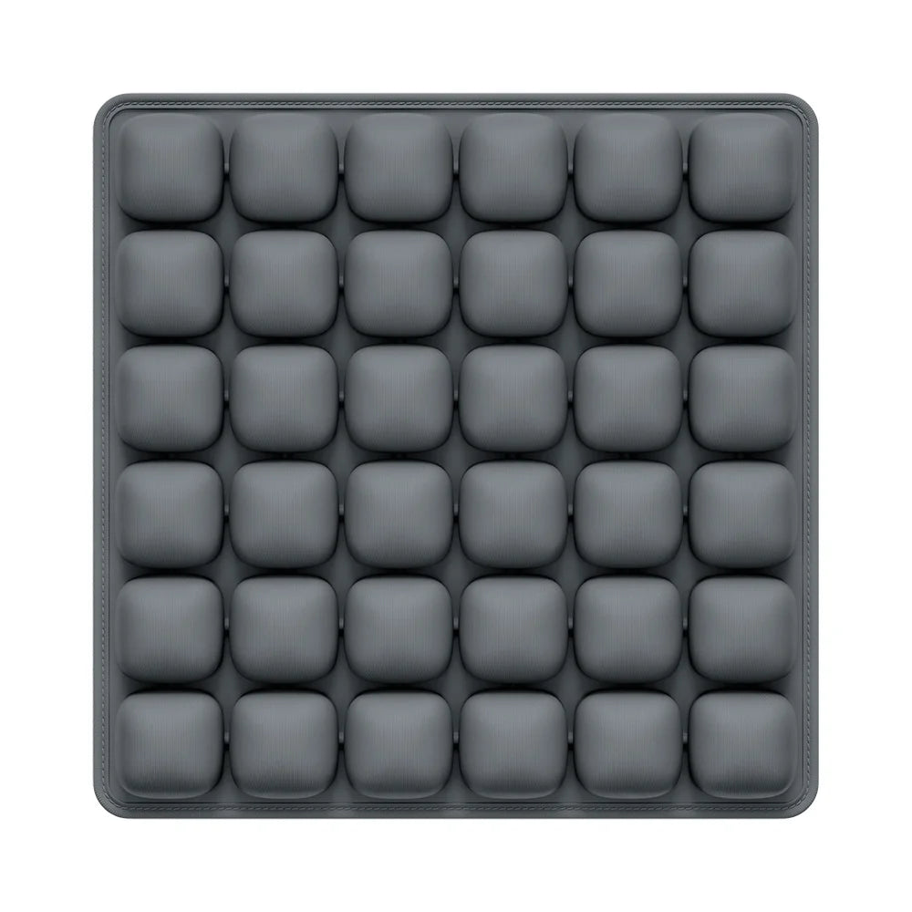 OORiver Adjustable Press-to-Inflate Seat Cushion in Charcoal — top view of the 36 air-cell grid
